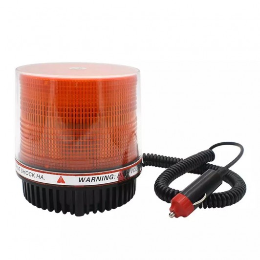 Girofar led 12v-24v,  cu magnet si mufa de bricheta, lumina galbena