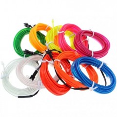 fir neon (el wire), portocaliu 2 m , cu droser + mufa bricheta 12v