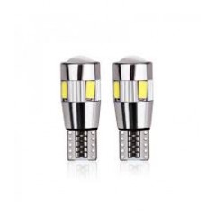 Set 2 leduri t10 w5w lupa, canbus ,6 smd lumina albastra