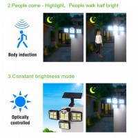 Lampa solara cu panou detasabil si telecomanda, lampile laterale reglabile , 120w