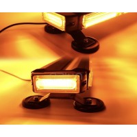 Rampa girofar led stroboscopica, 10 module fata-spate, 12v-24v , baza magnetica, lumina portocalie