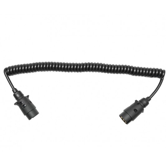 Cablu spiral 2.5m cu 2 stechere tata din plastic, 7 pini pentru priza auto remorca
