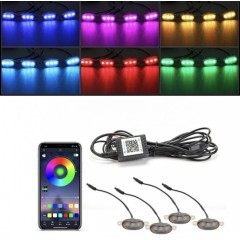 Set 4 lampi cu LED RGB cu aplicatie telefon-  24v