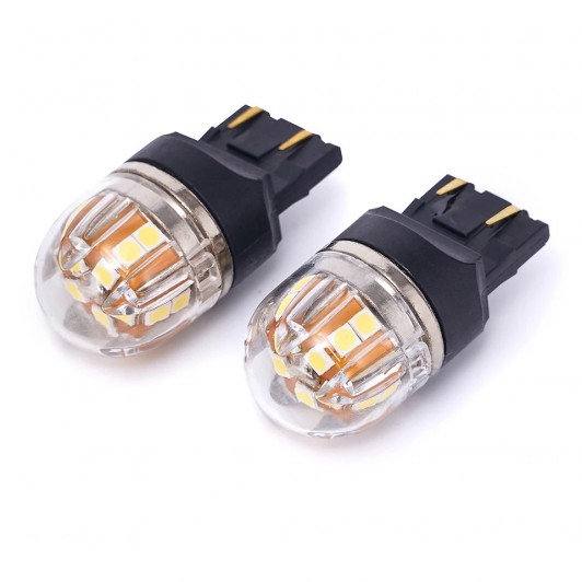 Set 2 Becuri led, 2 faze, T20 W21/5w, 12V, CANBUS nonpolar, Lumina alba