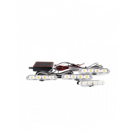 Set 4 x Lampi LED profesionala stroboscopice 12V cu telecomanda portocaliu