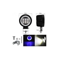 Proiector LED universal cu Angel Eyes DRL lumina alba 30W, 12V-24V