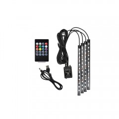 Kit interior LED 12 SMD RGB cu telecomanda si aplicatie Bluetooth,22cm