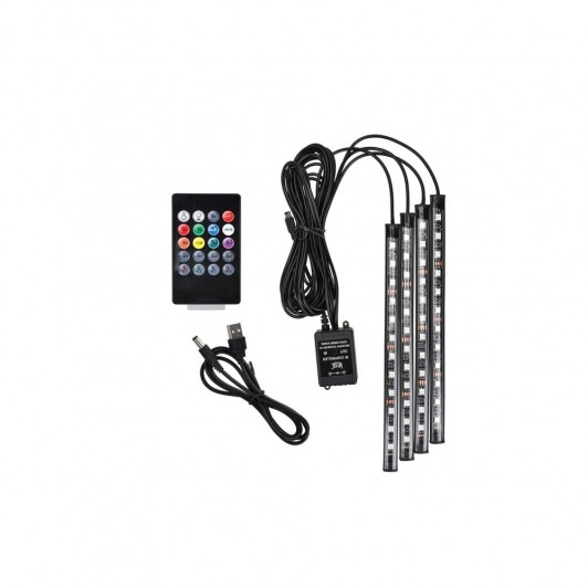 Kit interior LED 12 SMD RGB cu telecomanda si aplicatie Bluetooth,22cm