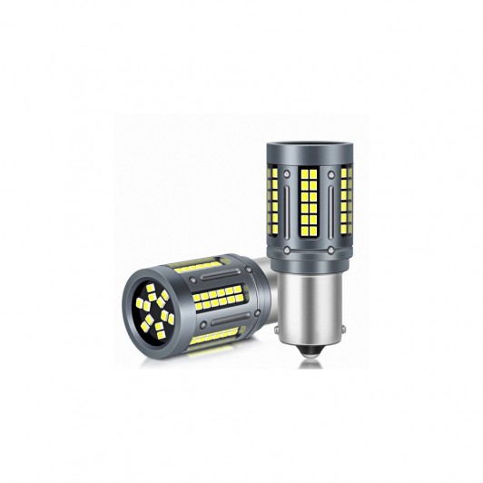 Set 2 becuri o faza P21W. BA15S 84SMD Canbus 12V-24V nonpolar Lumina alba