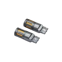 Set 2 becuri o faza T20 7440 84SMD Canbus 12V-24V nonpolar lumina galbena