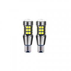 set 2 becuri led cu lupa, T15, w16w, 27SMD, 12V, Canbus , Lumina alba 6000k