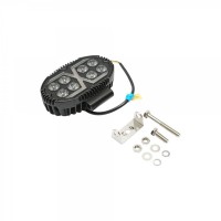 Proiector oval LED cu DRL 9-80V, 24W, alb-galben, carcasa aluminiu IP67