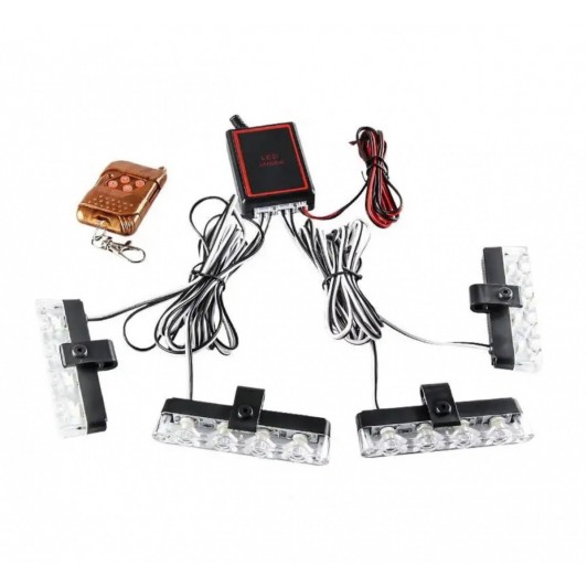 kit 4 x Stroboscoape cu LED si telecomanda , lumina portocalie 12V