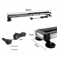 Rampa girofar led stroboscopica, 12 module fata-spate, 12v-24v , baza magnetica, lumina portocalie