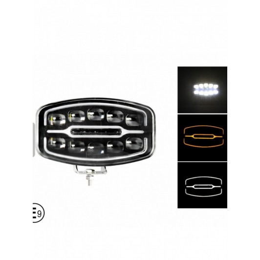 Proiector led universal de mare putere, 12V - 24V, cu lumină DRL alb-galben
