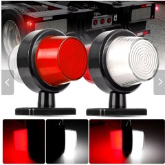 Set 2 Lămpi laterale cu Led, de semnalizare pentru camion, remorcă, rulotă,alb-roșu, 12-24V