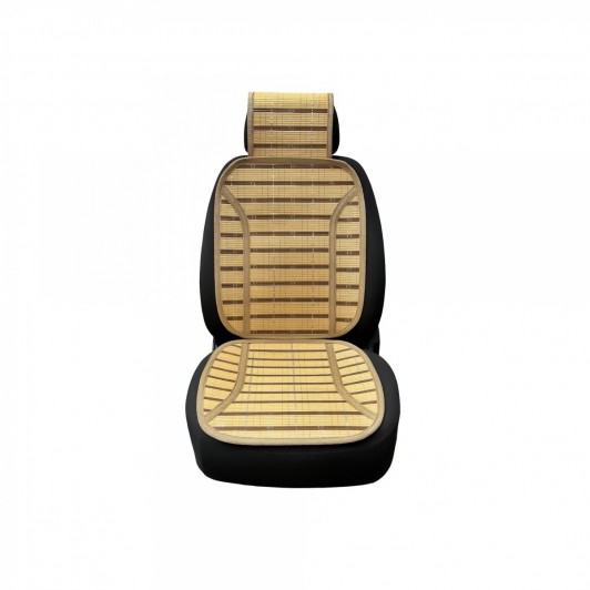 Set huse auto din bambus culoare bej universale pentru scaune auto cu spatar si tetiera