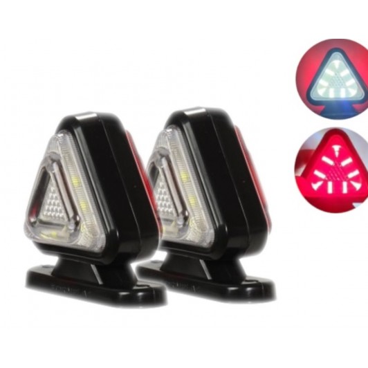 Set 2 lampi de gabarit triunghi cu led, rosu/alb, 12v-24v, 18 led Set 2 lampi de gabarit triunghi cu led, rosu/alb, 12v-24v, 18 led