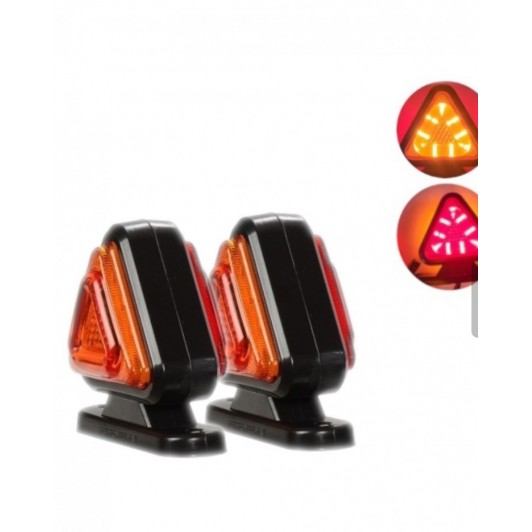 Set 2 lampi de gabarit triunghi cu led, rosu/galben, 12v-24v, 18 led Set 2 lampi de gabarit triunghi cu led, rosu/galben, 12v-24v, 18 led