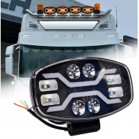 Proiector led universal tip SPIDER , 12V - 24V, cu lumină DRL alb-galben