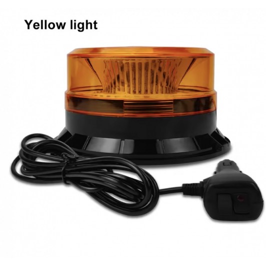 Girofar led efect de roatie, 12v-24v, cu magnet si mufa de bricheta, lumina galbena