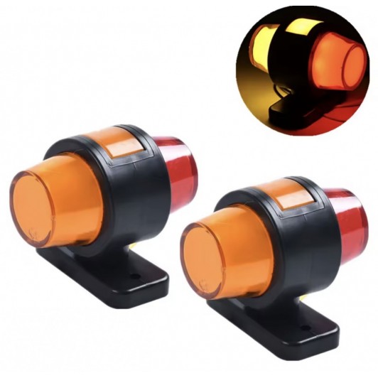 Set 2 lampi de semnalizare, Neon effect, 12V-24V cu trei culori: alb-galben-roșu