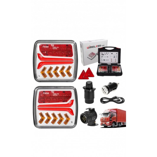 Kit lampi wireless ( fara fire) ,12v-24v, semnalizare dinamica