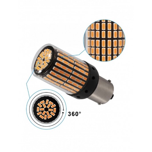 Set 2 leduri py21w ba15s lumina portocalie, 157 smd , super canbus 12v