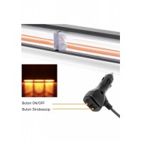 Rampa girofar cu magneti, 44cm cu bara dubla stroboscop, 12V-24V, lumina portocalie