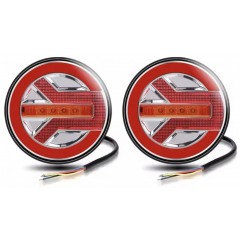 Set 2 lampi rotunde cu contur neon, semnal dinamic, 12v-24v