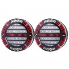 Set 2 lampi rotunde cu contur neon, semnal dinamic, 12v-24v