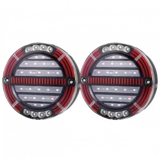 Set 2 lampi rotunde cu contur neon, semnal dinamic, 12v-24v