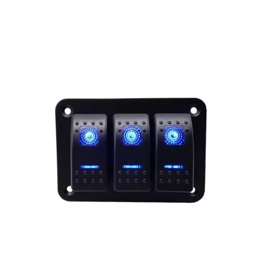 Panou comanda, comutator 3 butoane cu lumina, universal 12v-24v