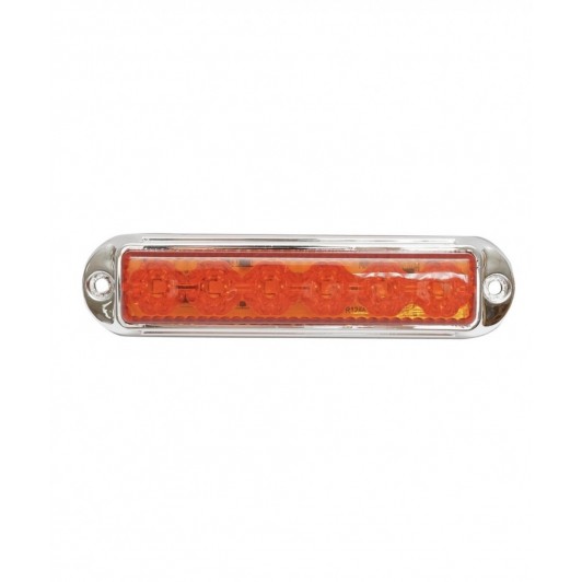 Lampa Laterala cu Led, lumina portocalie, rama cromata, 12V -24V, 6 SMD, Resistenta La Apa