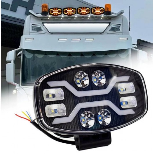 Proiector led universal tip SPIDER , 12V - 24V, cu lumină DRL alb-galben Proiector led universal tip SPIDER , 12V - 24V, cu lumină DRL alb-galben