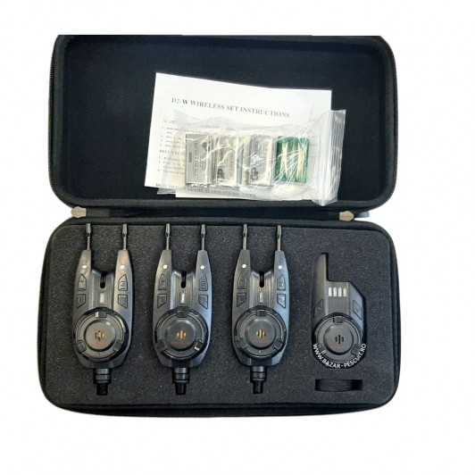 Set 3 avertizori pescuit cu statie Wind Blade 3 culori si geanta protectie 5555