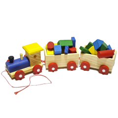 Trenulet din lemn cu forme geometrice