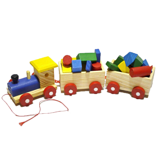 Trenulet din lemn cu forme geometrice