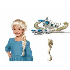 Peruca + Set accesorii Elsa Frozen - codita, coronita si bagheta