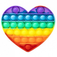 Jucarie senzoriala Antistres - POP IT - multicolora din silicon inima