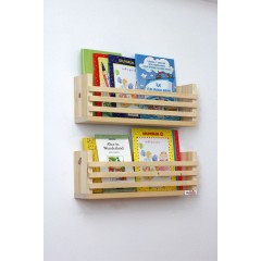 Set 2 etajere carti Montessori - rafturi carti din lemn natur sau colorat