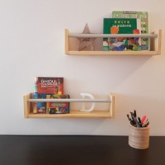 Set 2 etajere carti Montessori - rafturi carti din lemn natur sau colorat