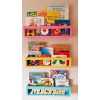 Set 2 etajere carti Montessori - rafturi carti din lemn natur sau colorat 63,8 cm