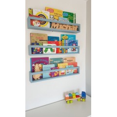 Set 3 etajere carti Montessori - rafturi carti din lemn natur sau colorat