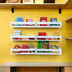 Set 2 etajere Montessori pentru carti din lemn natur sau colorat - rafturi 45 cm