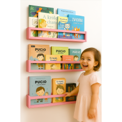 Etajera carti Montessori din lemn - 60 cm Roz Etajera carti Montessori din lemn - 60 cm Roz