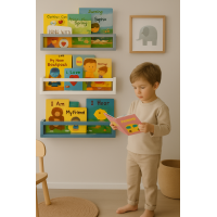 Etajera carti Montessori din lemn - 60 cm Gri deschis