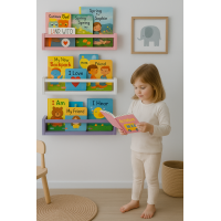 Etajera carti Montessori din lemn - 60 cm Gri deschis