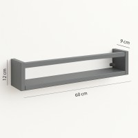 Etajera carti Montessori din lemn - 60 cm Gri inchis