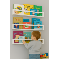 Etajera carti Montessori din lemn - 60 cm Rosie